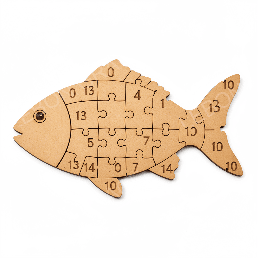 MDF Fish Number Puzzle – 12 Piece Educational Toy