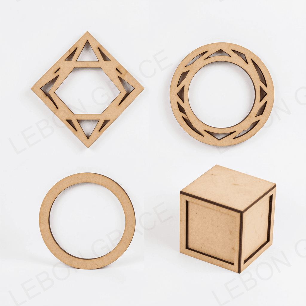MDF Geometric Ornament Set – 6 Piece Holiday Collection