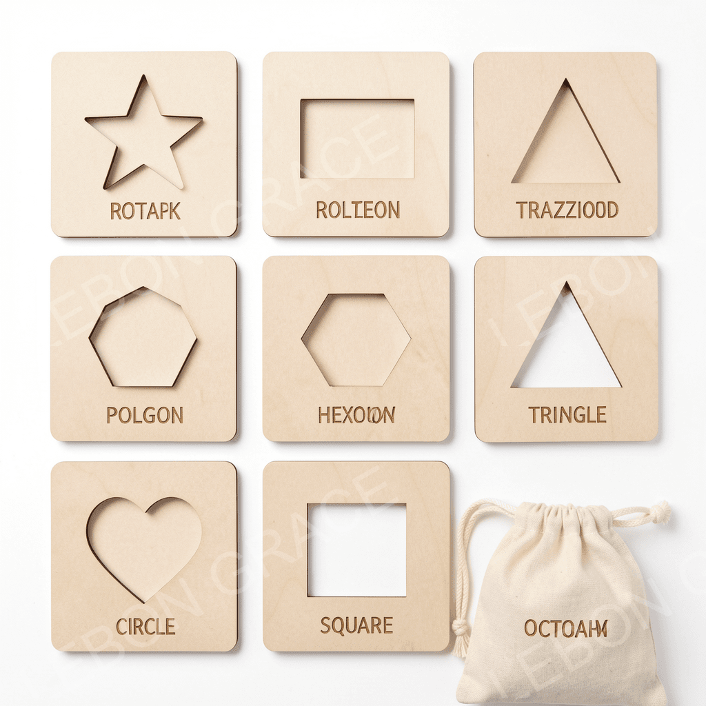 Geometric Shape Learning Cards – MDF Educational Set