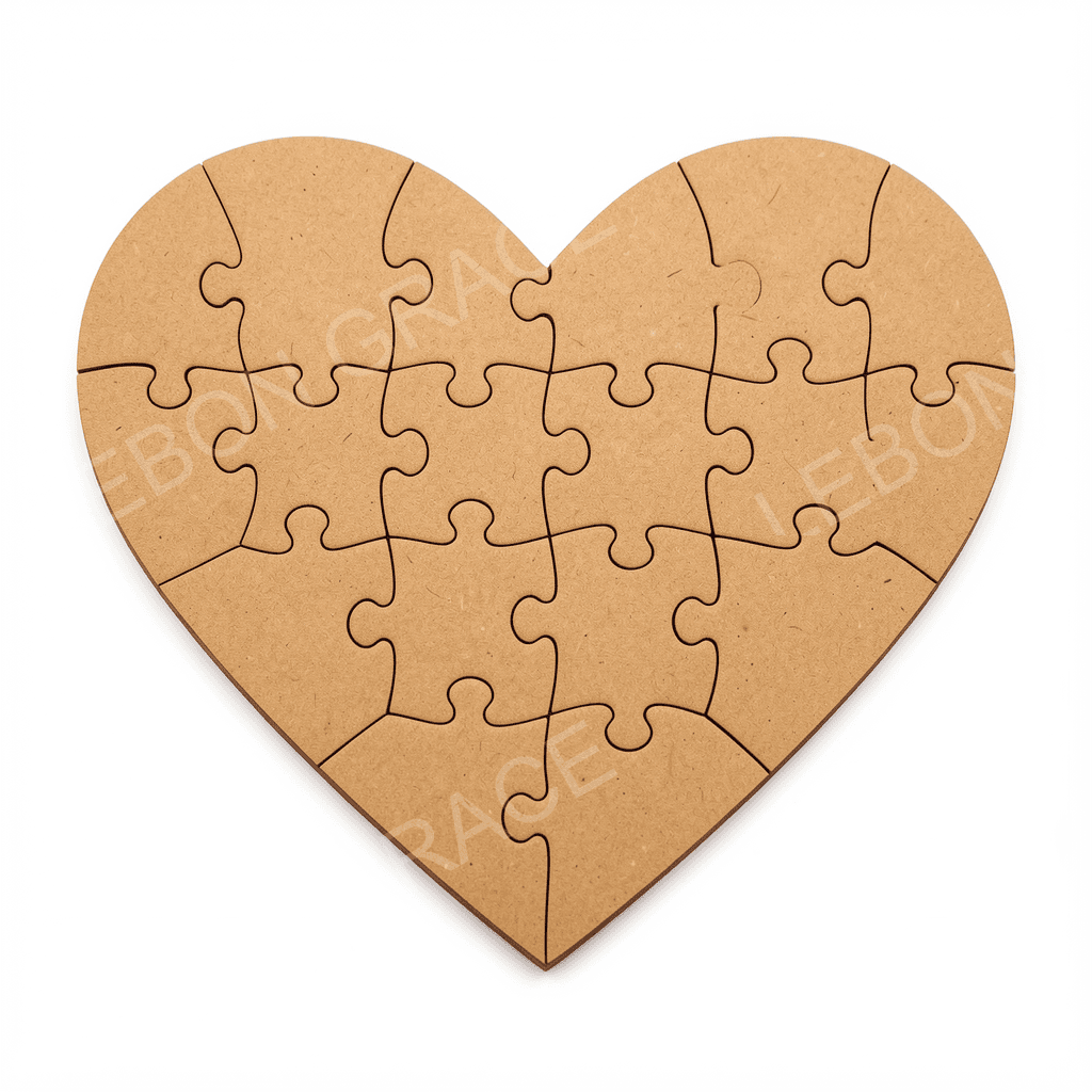 MDF Heart Puzzle Kit – 5 Piece Set