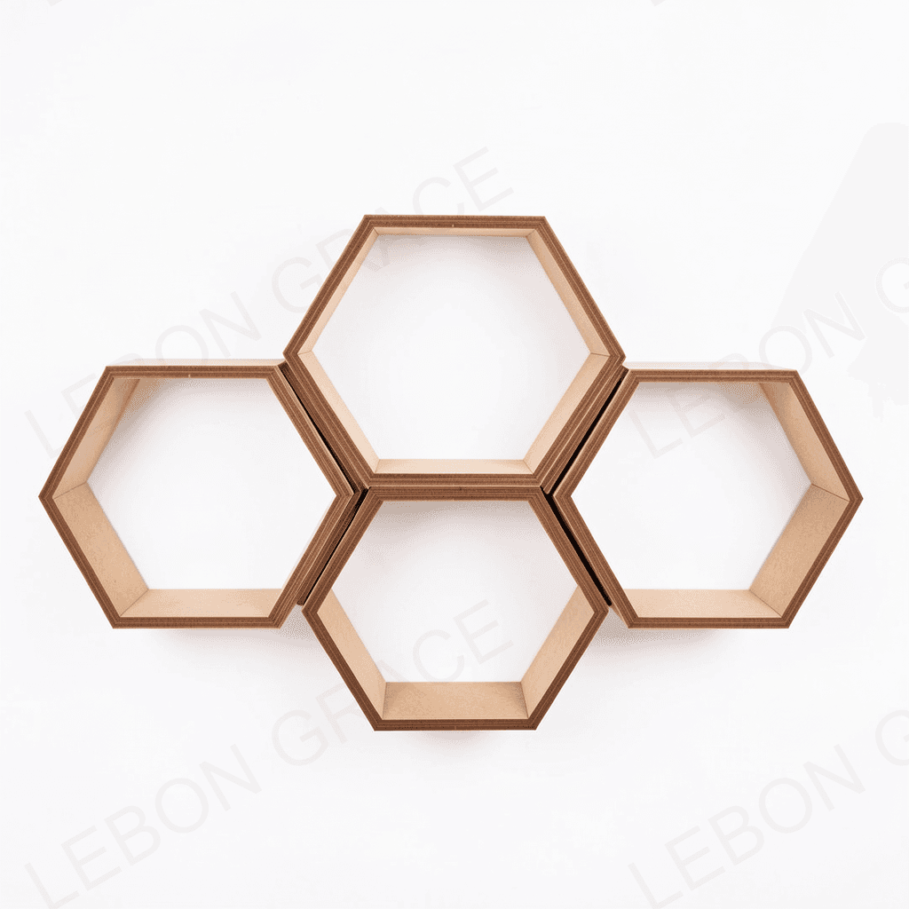 MDF Honeycomb Shelf Set – 3 Piece Wall Display