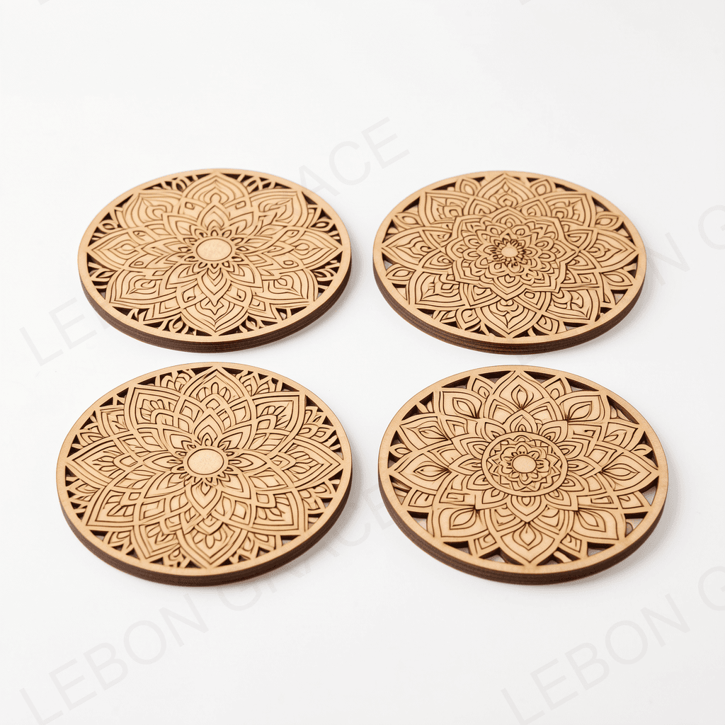 MDF Mandala Coaster Set – 4 Piece
