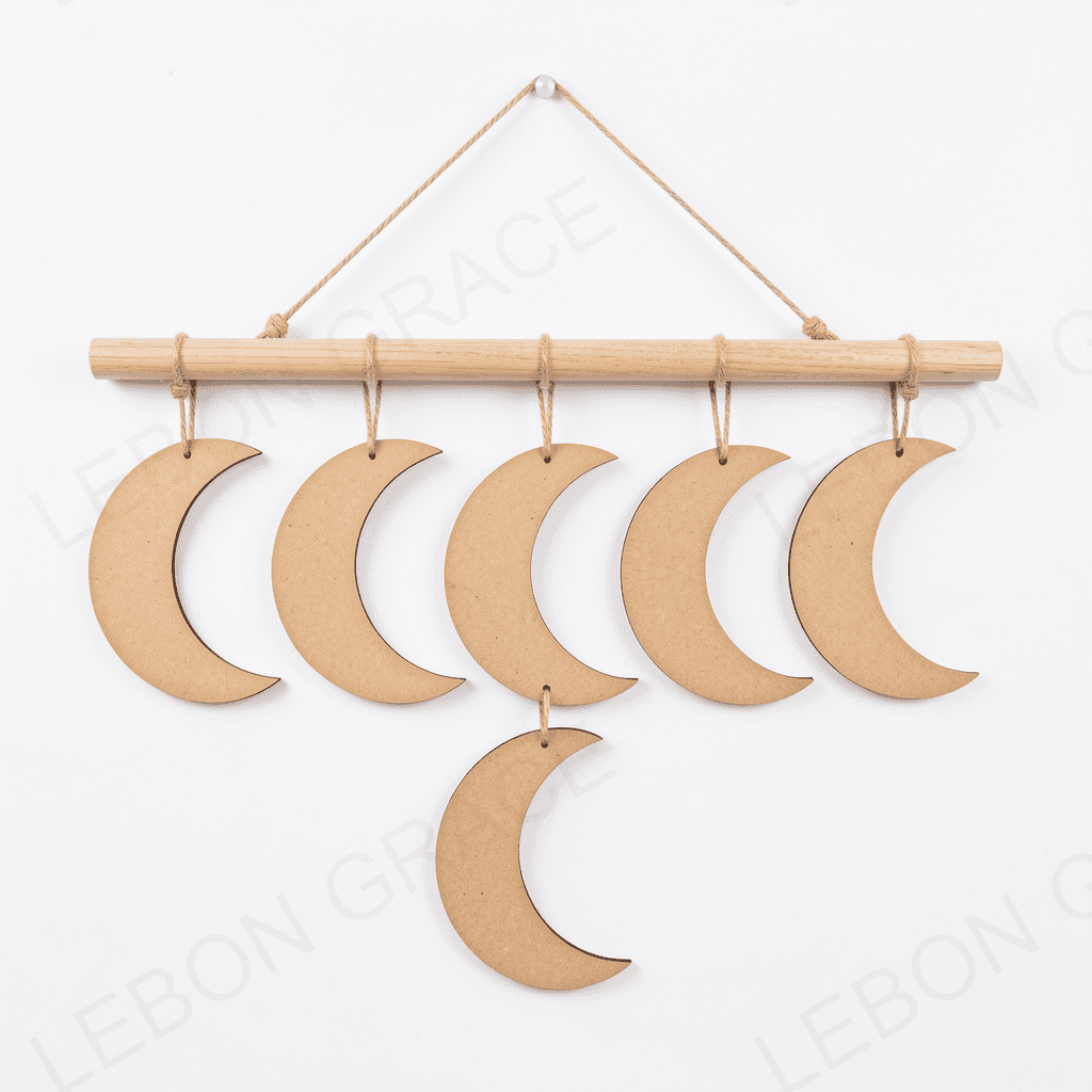 MDF Moon Phase Wall Hanging – 7 Piece Set