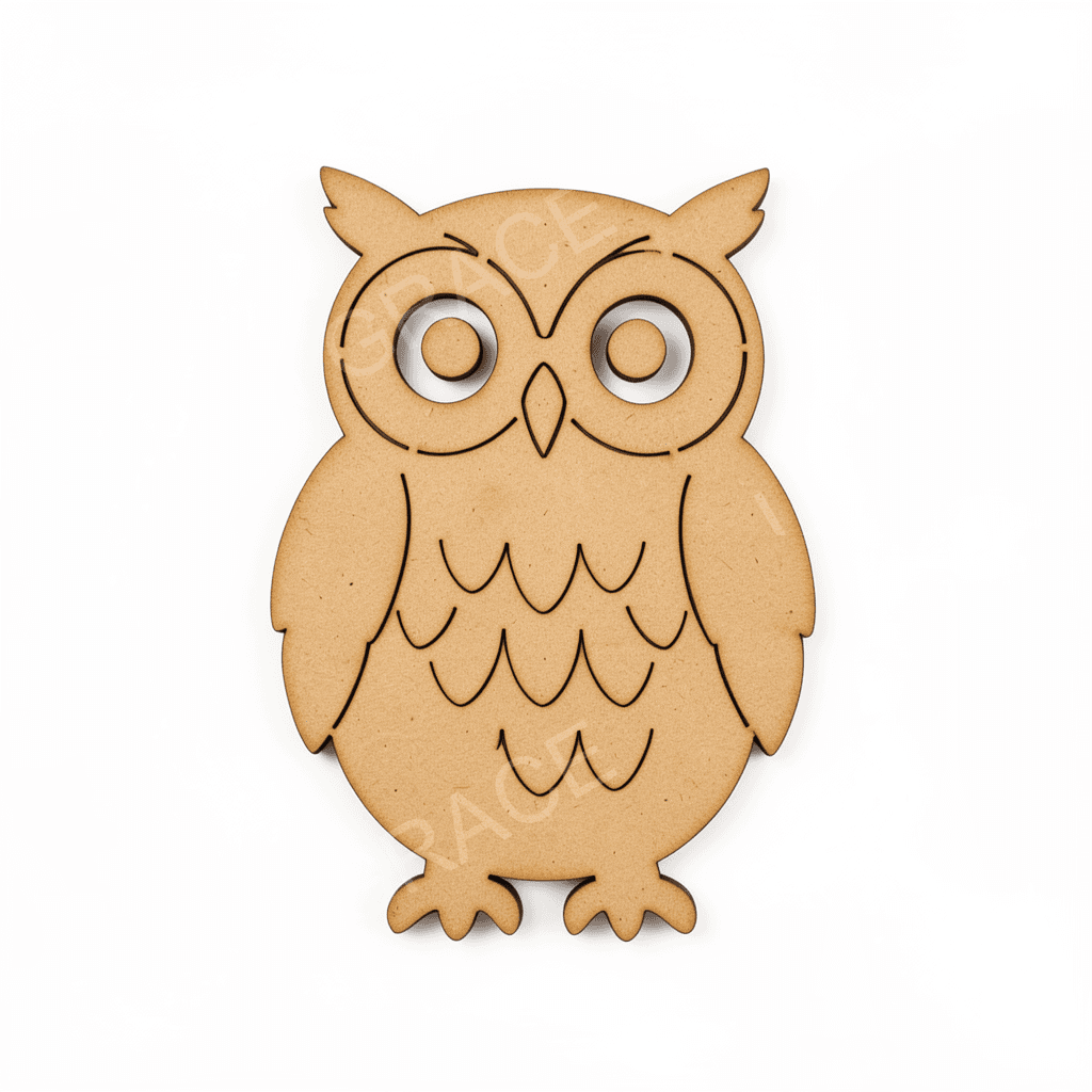 MDF Owl Cutout – 3mm Laser Cut